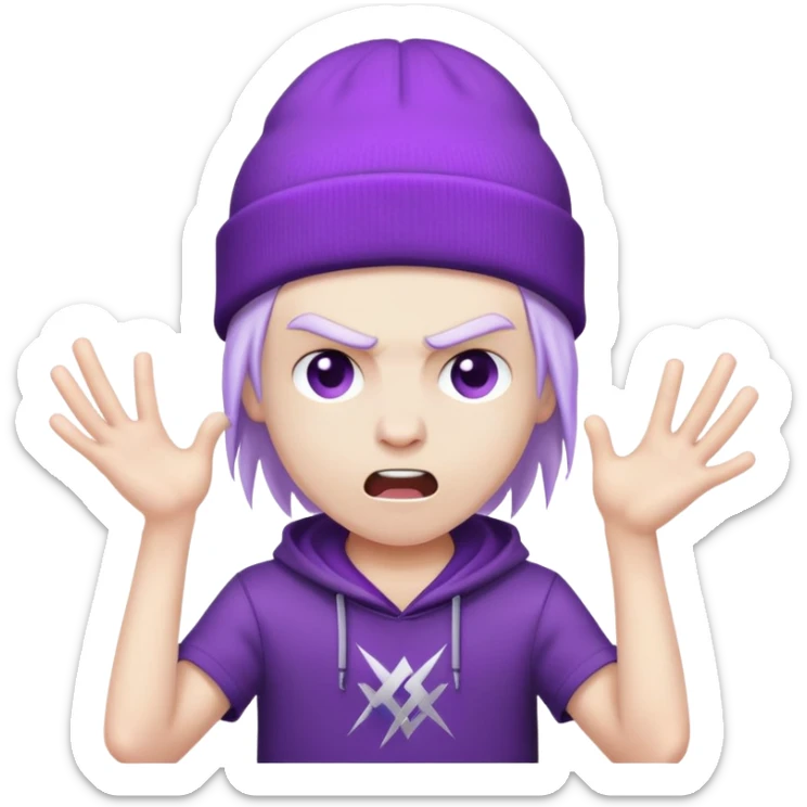 boy in purple beanie headbang to metal music sticker