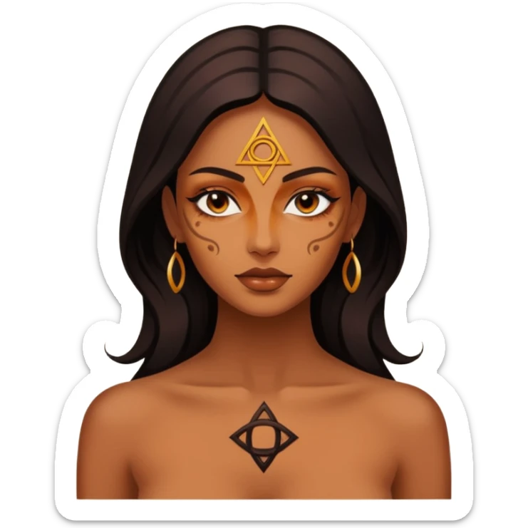 Dark oil traced over woman’s skin forming occult symbols, sensual devotion sticker