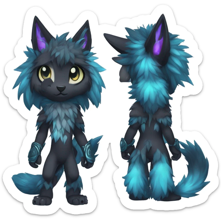 Anthro-Edgy-Cool-Dark-Contrast-Colors-Fantasy-Fur-Sona-Chibi-Shiny-Fakémon-Hybrid full body sticker
