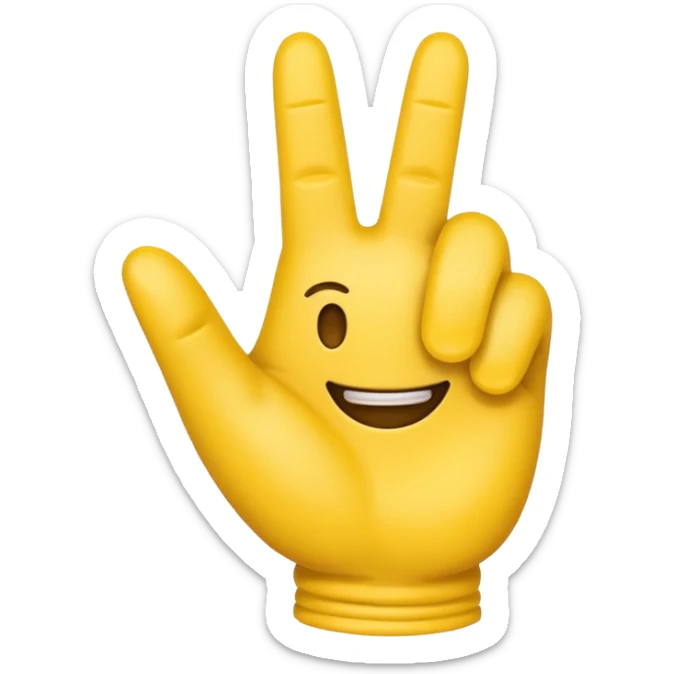 Make me an emoji of a hand with 2 fingers ni a zipped all yellow sticker