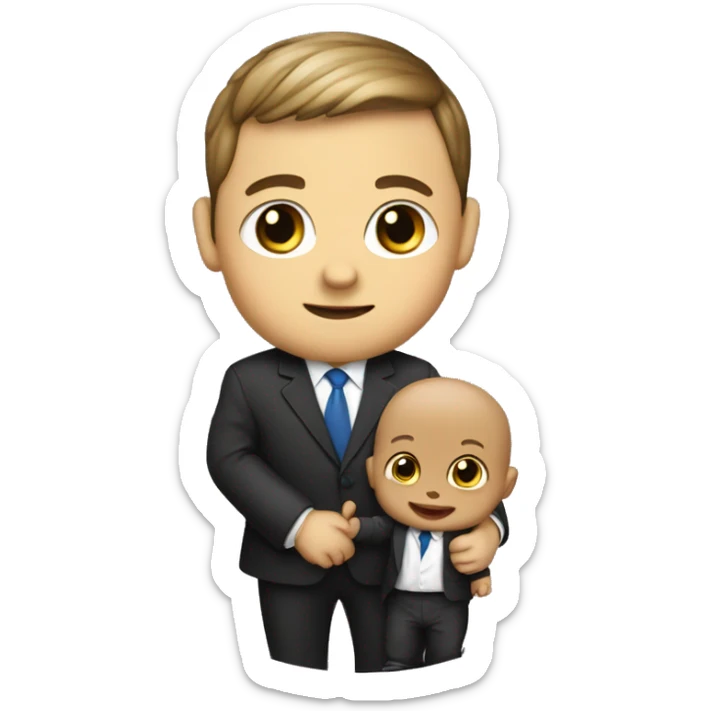 baby in an official suit holding a diplomat entrepreneur sticker