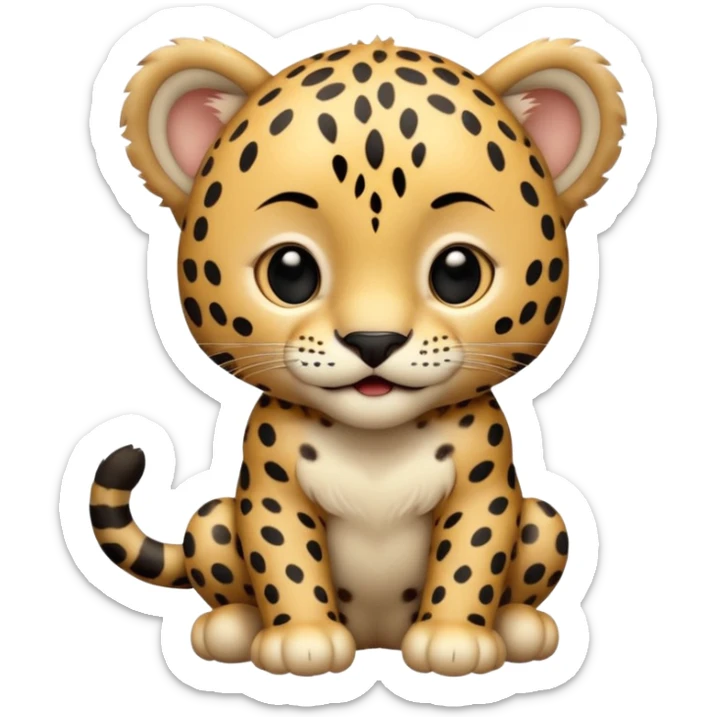 A high-resolution photo-realistic digital illustration of a baby jaguar, chest upward A high-resolution, photo-realistic digital illustration of a majestic jaguar sticker