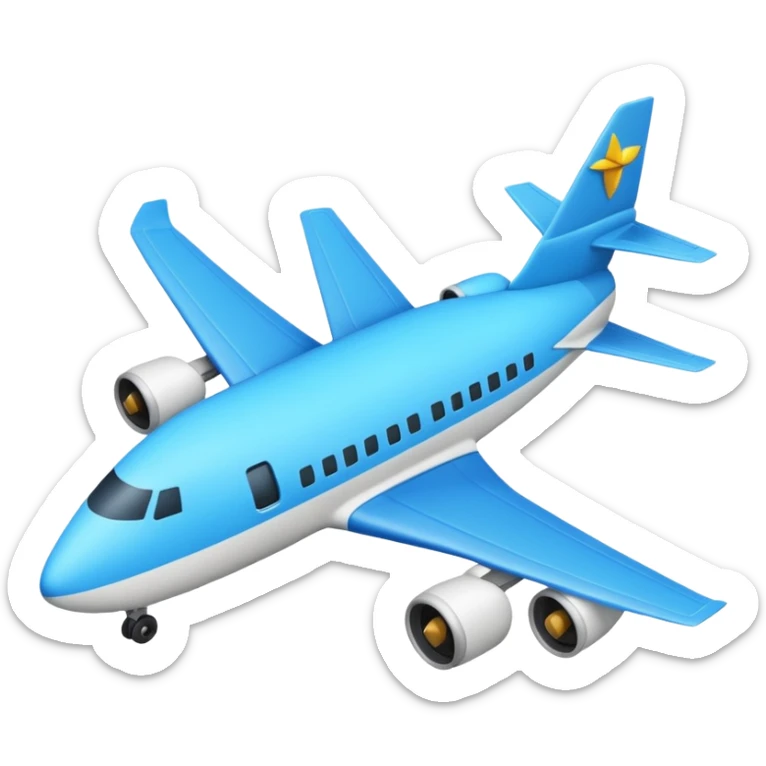 Créame un emoji que sea el contorno de un triángulo y adentro un avión azul  sticker
