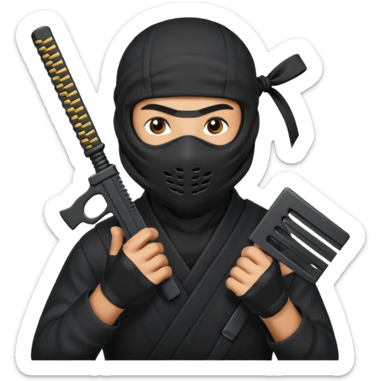 Créame este emoji 🥷🏾 con una glook y peine estendido en la mano  sticker