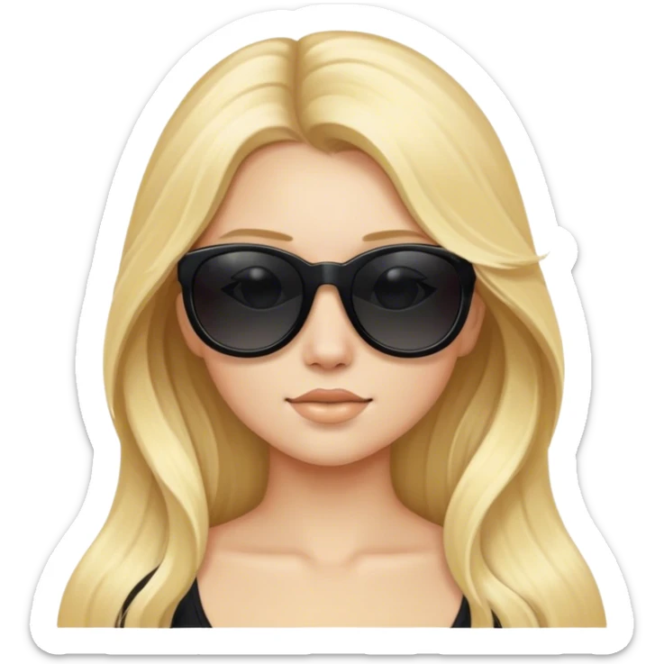 Blonde girl with long hair and black sunglasses  sticker