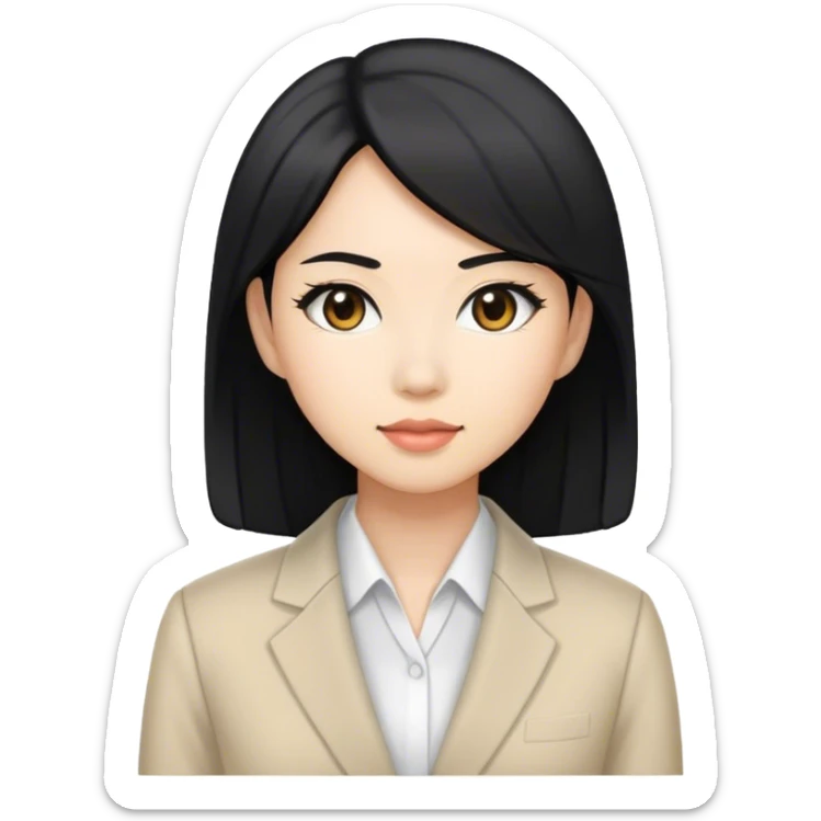 Japanese business woman with light skin tone and black hair sticker