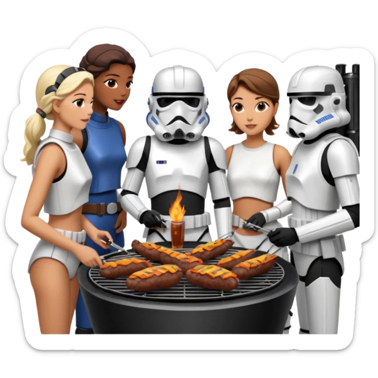 OG Stormtroopers enjoying a bbq and talking to hot Star Wars girls sticker