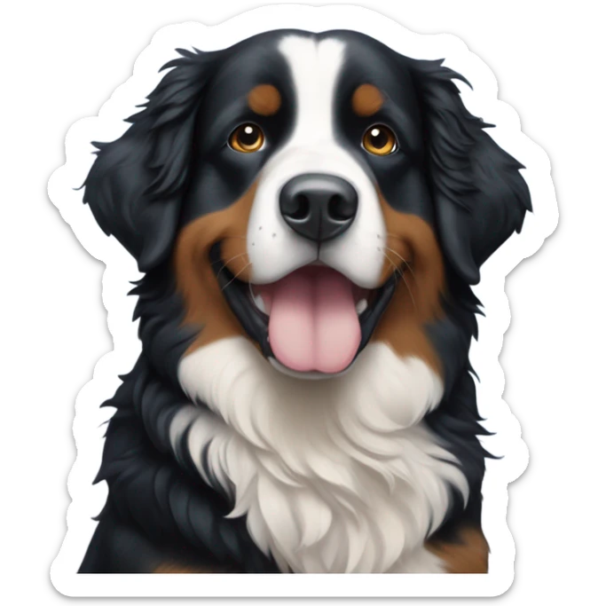 Emoji of a very cute Bernese mountain dog with a blue background and the text TY for thank you sticker