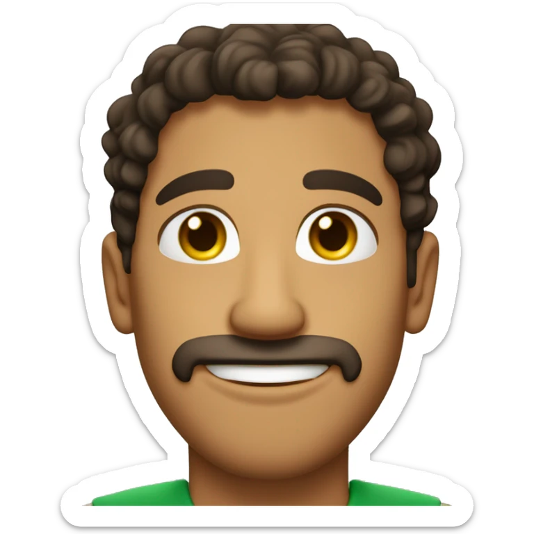 Attractive Mexican Italian man with curly dark brown hair tan skin dimples and golden green eyes  sticker