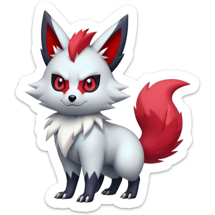 Epic Shiny Cool Cute Kawaii Zangoose-Zorua-Zoroark-Pokemon-fakemon-hybrid-animal Full Body  sticker