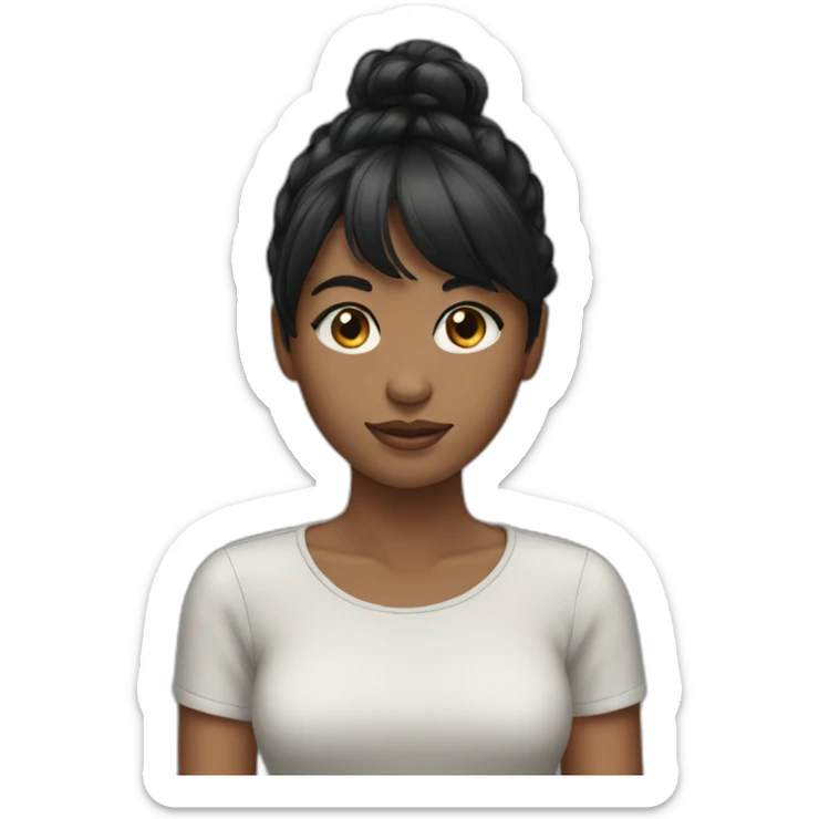 girl black hair bangs sticker