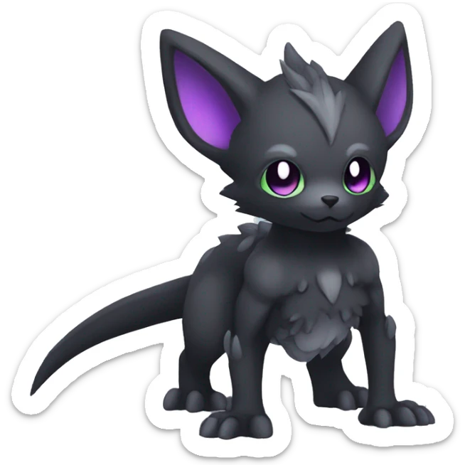 Kawaii edgy fantasy dark-themed animal hybrid Fakemon full body sticker