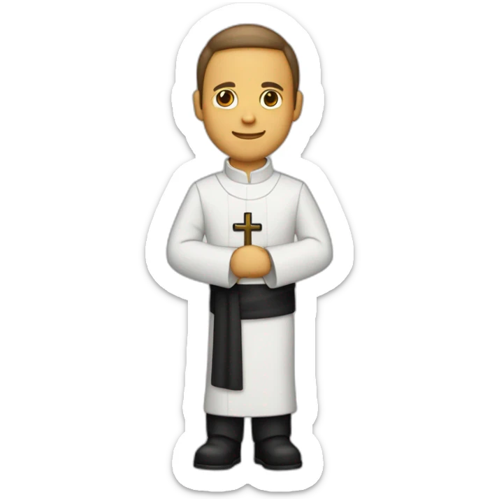 sacerdote piel blanca con traje negro y crucifijo en la mano sticker