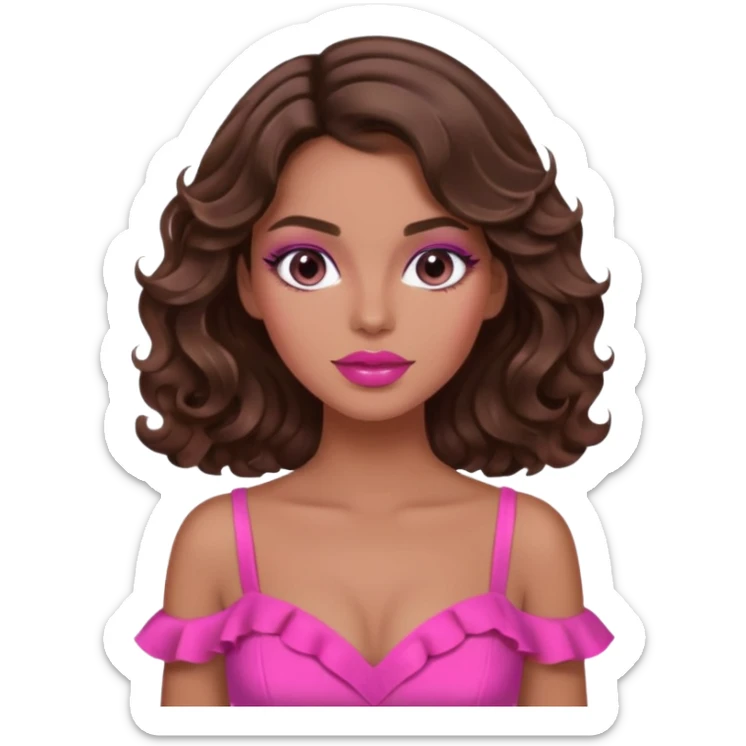 2026 text with brunette tanned wavy hair woman pink vibes sticker