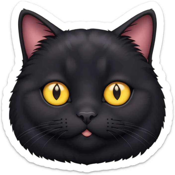 Un gato negro gordito con los ojos de color amarillos sticker