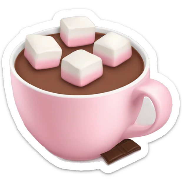 Light Pink mug of hot chocolate with marshmallows  sticker