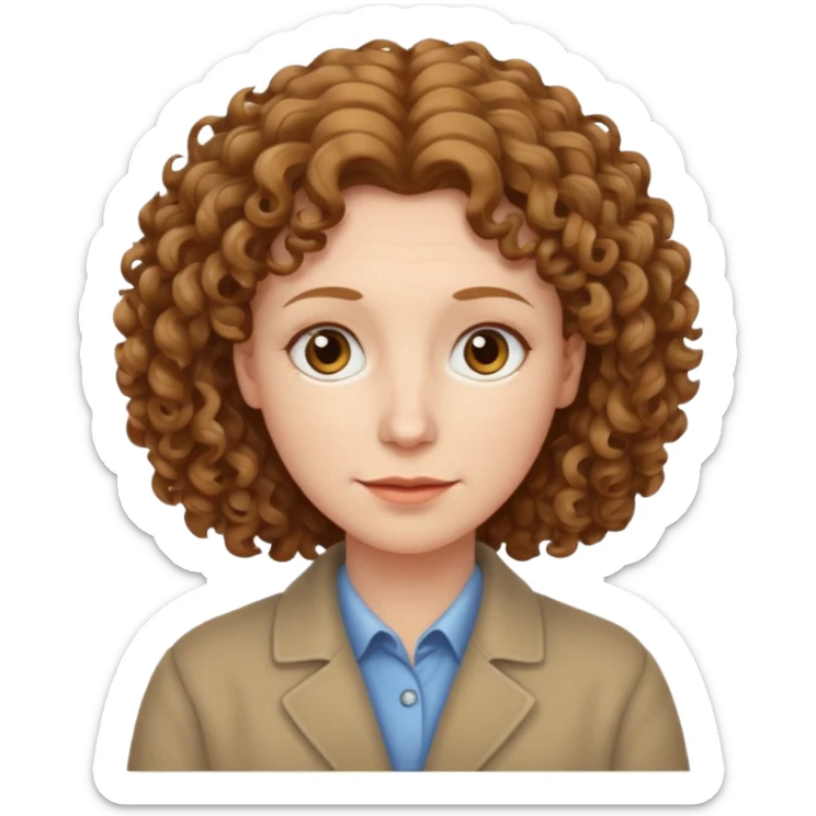 really long hair light brown curly pale skin middle age but really long hair sticker