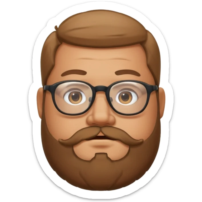 I want an emoji of a chubby person with glasses and a beard sticker
