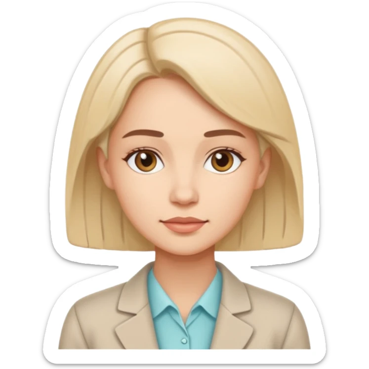 Minimalist illustration of a female psychologist, calm expression, modern line art style, soft colors, clean and professional design, white background sticker