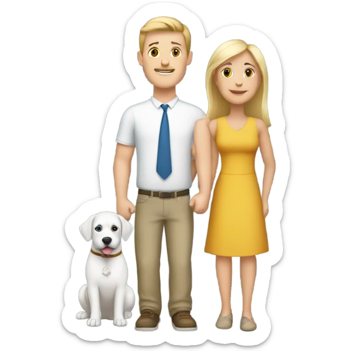 White husband, bi-racial wife, white son family with dog by tree sticker