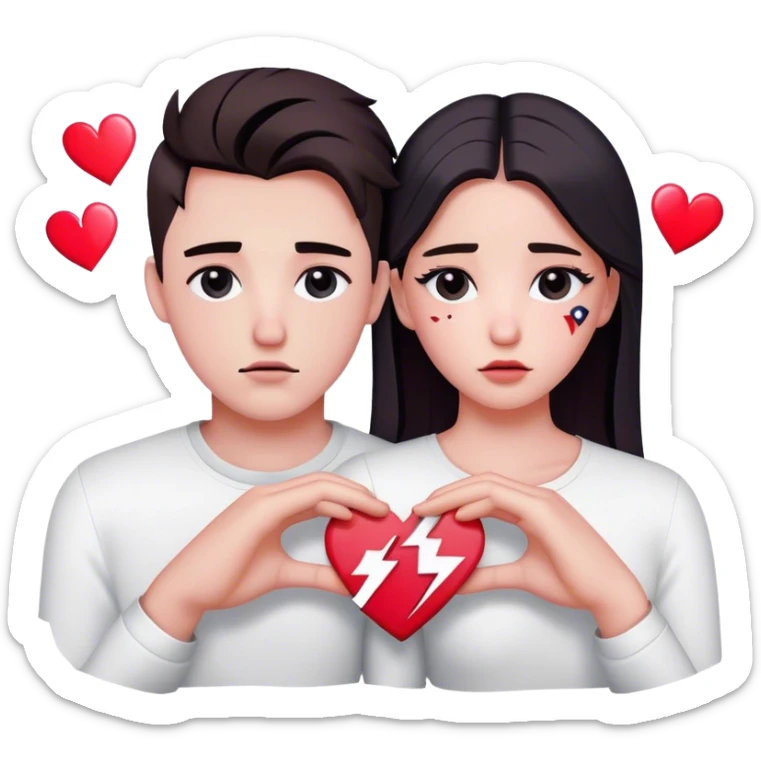 couple with a broken heart in the middle and tiktok logos around it sticker