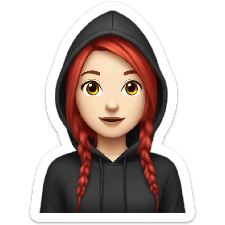 otaku scarlet hair gamer girl wearing black hoodie sticker