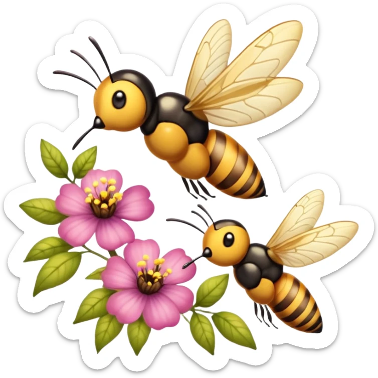 La la mañana se alegra entre flores y praderas ve avanzar mariposa bella y majestuosa entre colibrís y la abeja polinizando y Disfrutando del néctar de su miel sticker