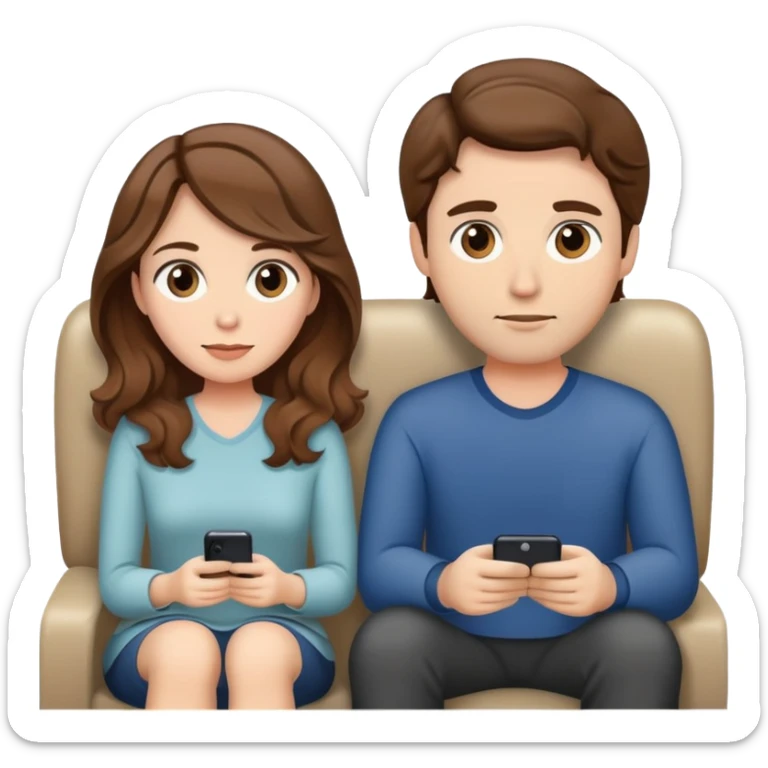A wife brown wavy hair waiting to watch tv with her husband  sticker