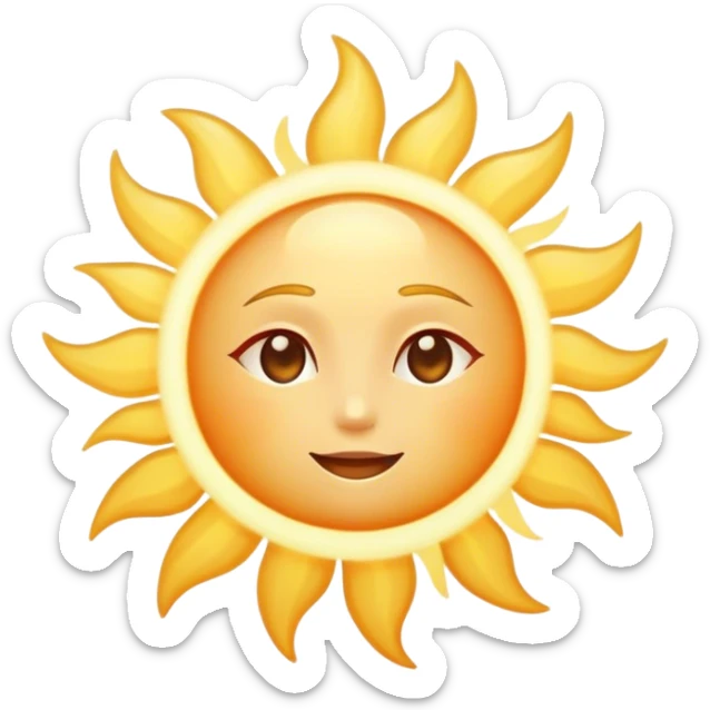Cinematic Realistic Sunshine Emoji, Warm and golden, with soft rays of light streaming down from a bright, glowing sun. The golden hue bathes the world in warmth, uplifting the spirit and bringing a sense of joy and radiance. Soft glowing outline, capturing the essence of happiness, warmth, and light in a beautiful sunny day! sticker