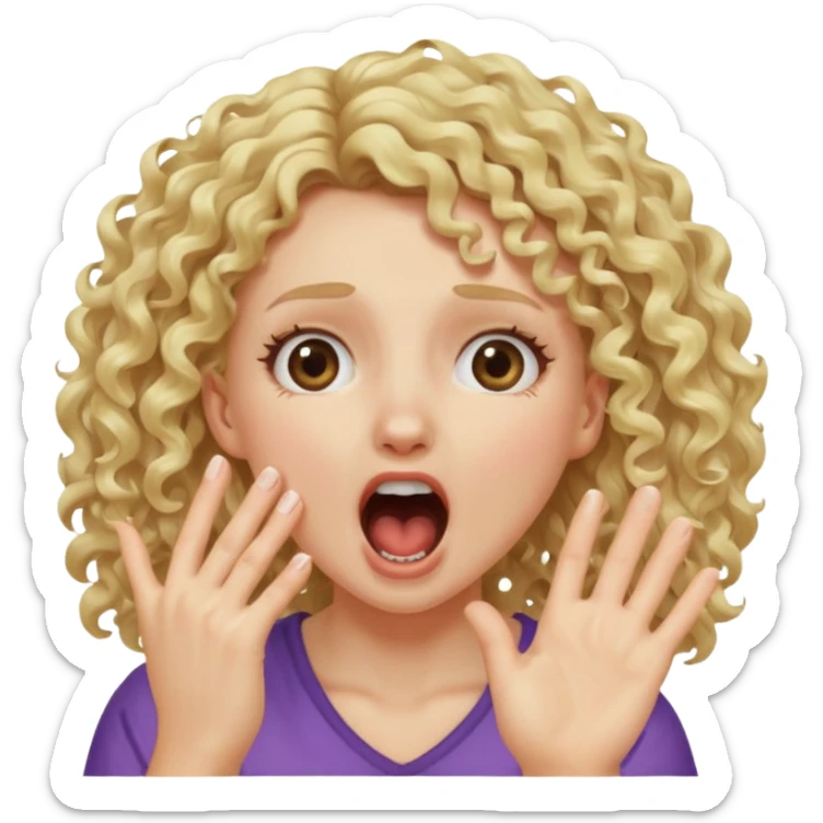 Emoji di ragazza bionda riccia che urla e mette una mano in faccia sticker