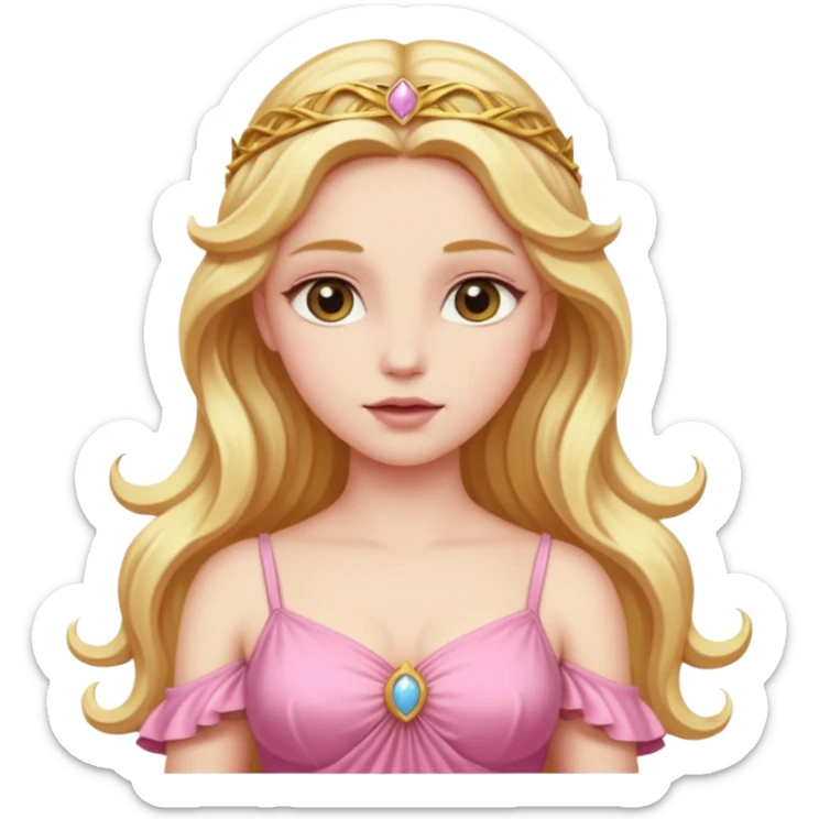 Venus, Love Goddess from Rome Mythology with long golden blonde hair, pink outfit sticker