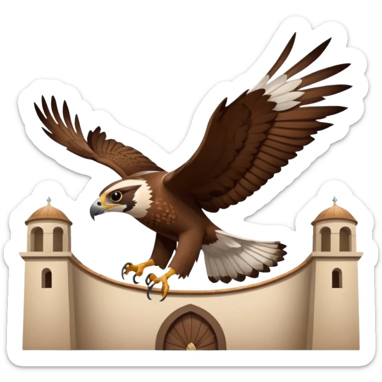 falcon flying above an arena hinting at Puy du Fou bird spectacle sticker