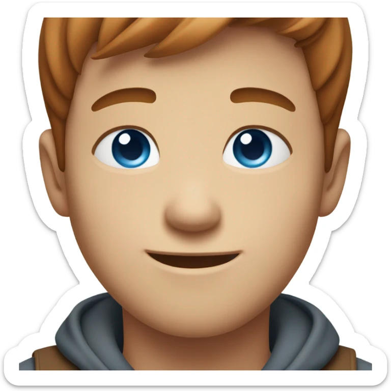 smiling boy with blue eyes brown hair red facial hair sticker