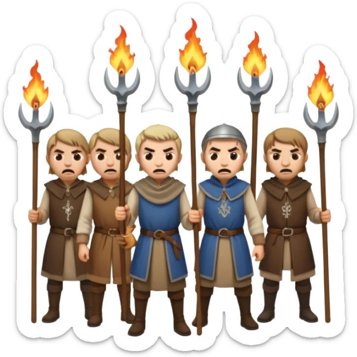 les villageois qui certains ont des fourches + torches (pas des fourches enflammer!) sapé en moyen age sticker