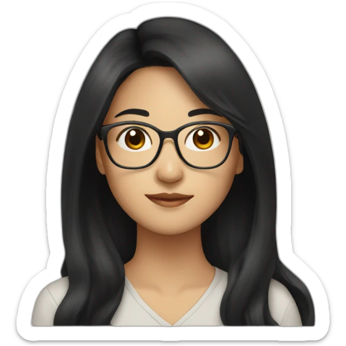 asian woman 32 years old with long black hair and glasses sticker