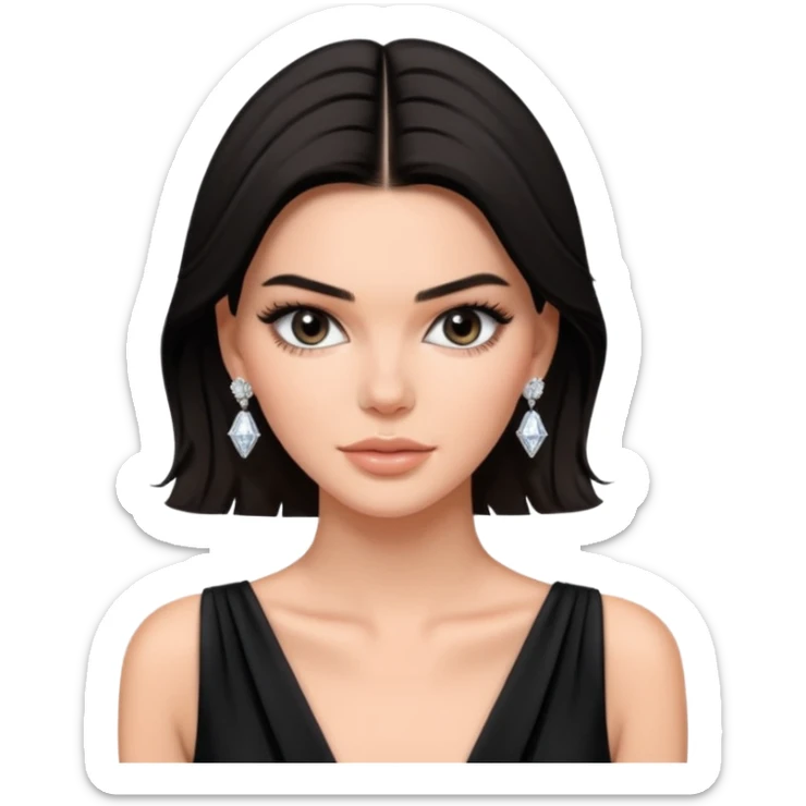 kendall jenner wear diamond earrings, black dress sticker