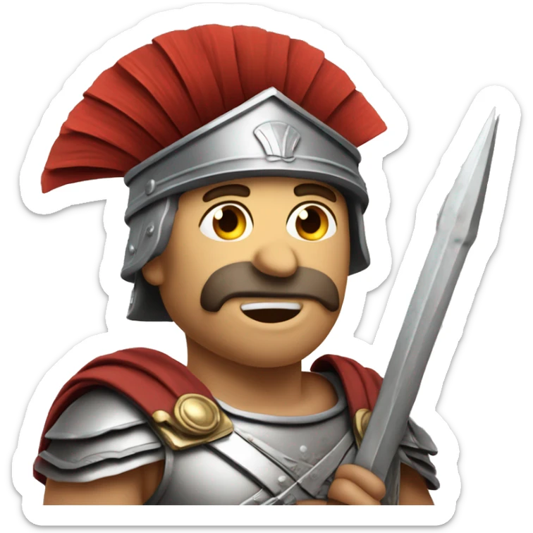 Bored Roman Soldier: A Roman soldier leaning on his spear, eyes half-closed and slightly yawning, showing how bored he is at a guard post or watch. sticker