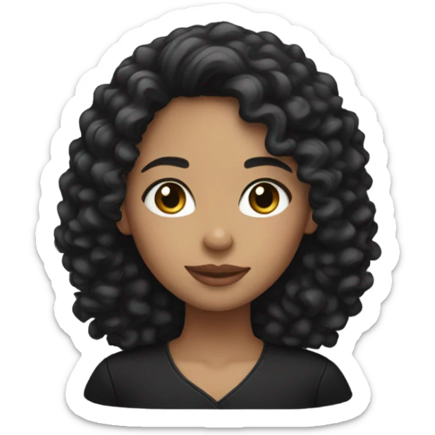light skin woman with curly black hair black clothes sticker