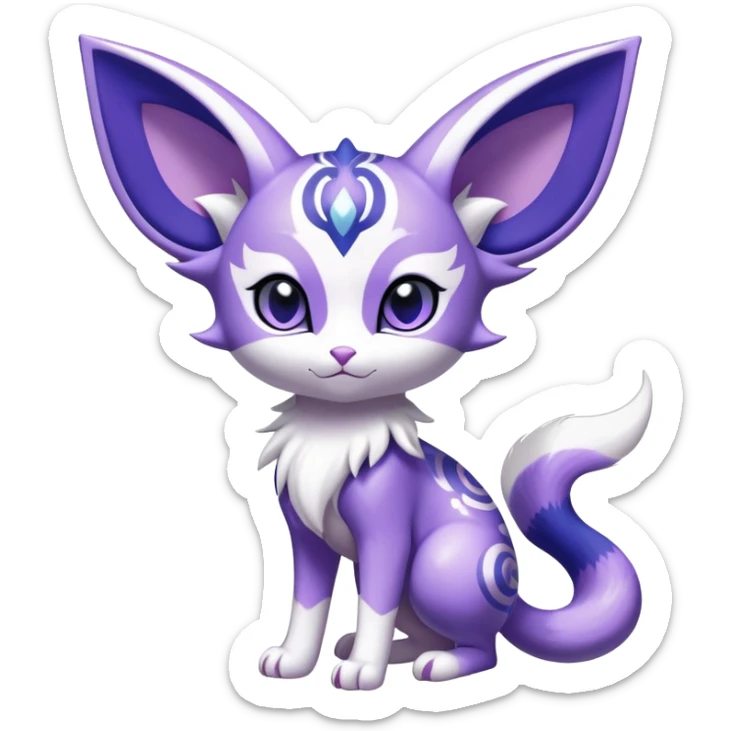 Shiny Exotic Cute Adorable Majestic Espeon-Mew-Meowstic-Hybrid-Creature with pattern-markings sticker