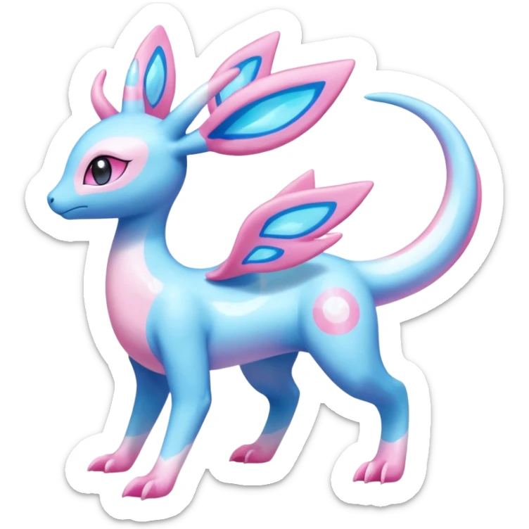 Shiny Sparkly Bioluminescent Glowing Lumineon-Amaura-Dragonair-Sylveon-Fakémon-hybrid-creature (full body)  sticker