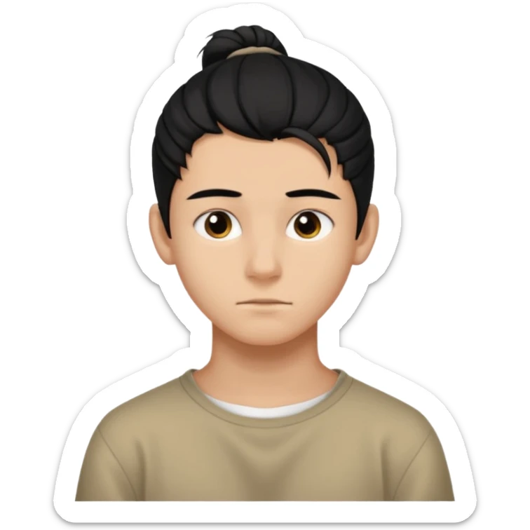 homme cheveux noir long attaché sans cheveux dépassant  16 ans, un peu bronzé sticker