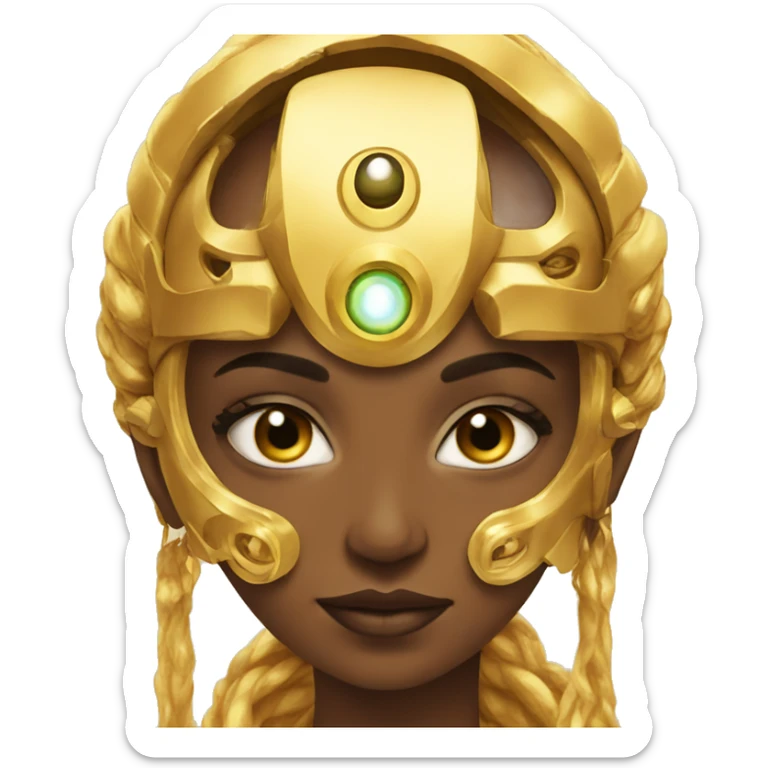 Golden goddess with cyborg eye sticker