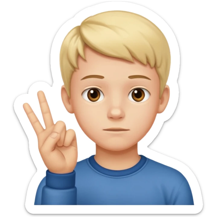 13 year boy crossing fingers in hope of good news sticker