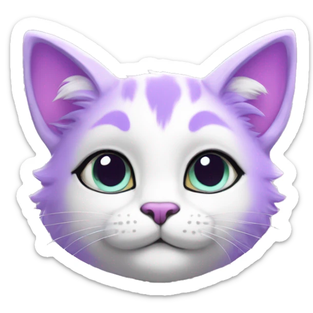 Kawaii colorful bright lilac and white fantasy ethereal anthro feline fursona animal creature sticker