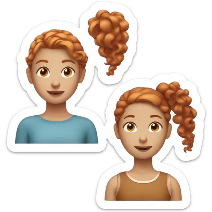 Three girls, one with ginger hair, one with tan skin and a curly ponytail and one with short brown hair sticker