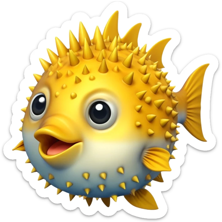 A blowfish puffs up to protect itself, showing off its spiky charm in the ocean sticker