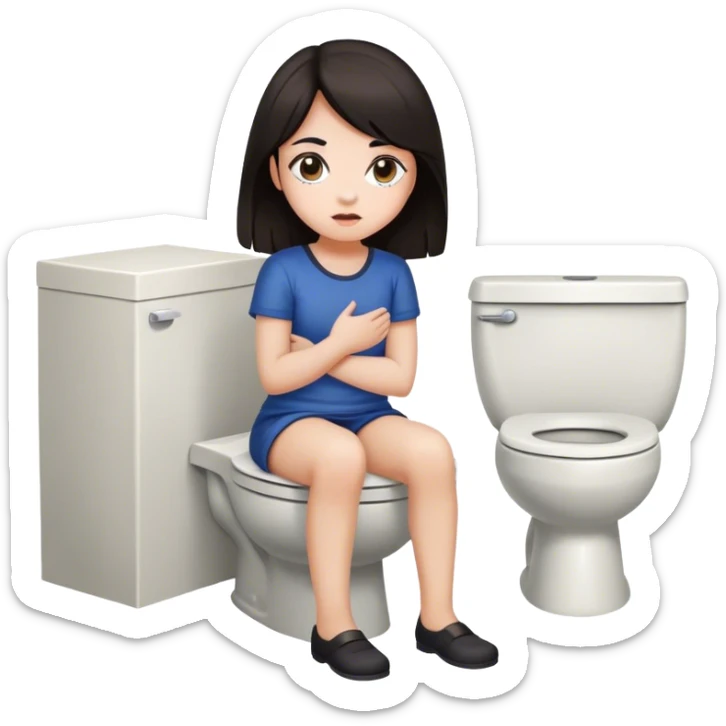 Girl with dark hair on toilet legs crossed sticker