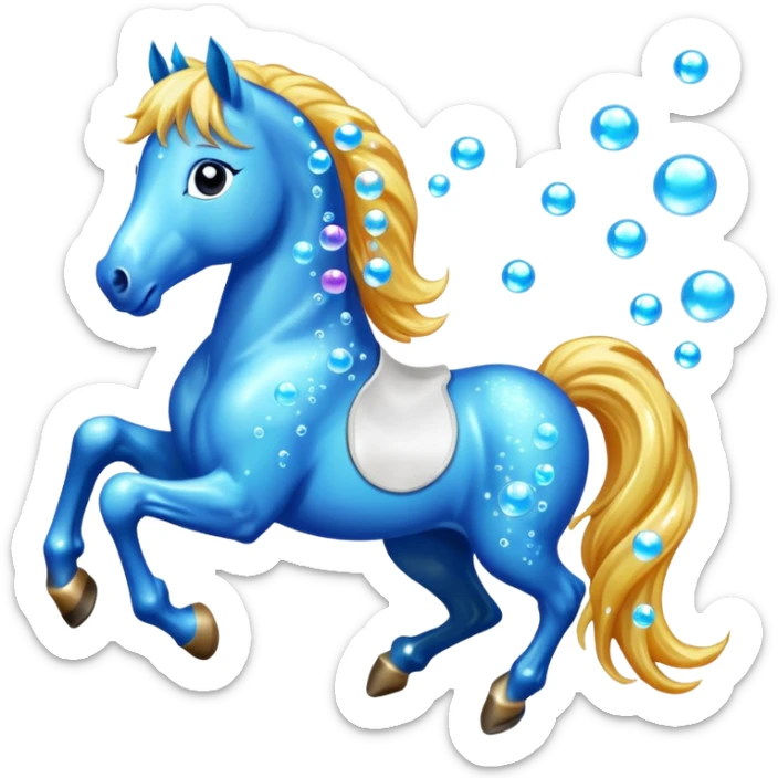 A magical horse made entirely of transparent bubbles and water, with a flowing mane of small bubbles sticker