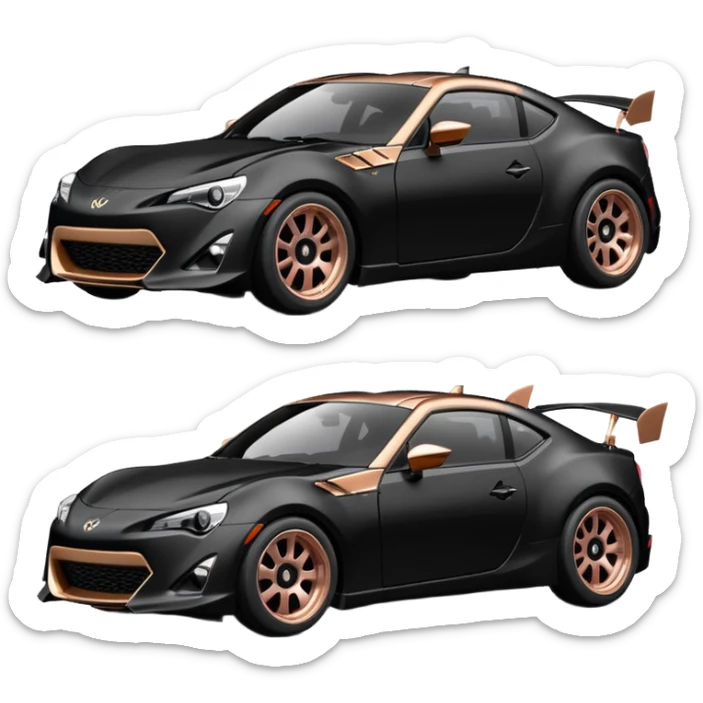 Satin black and rose gold Batman and 60’s Batgirl themed Scion FR-S hot rod sticker