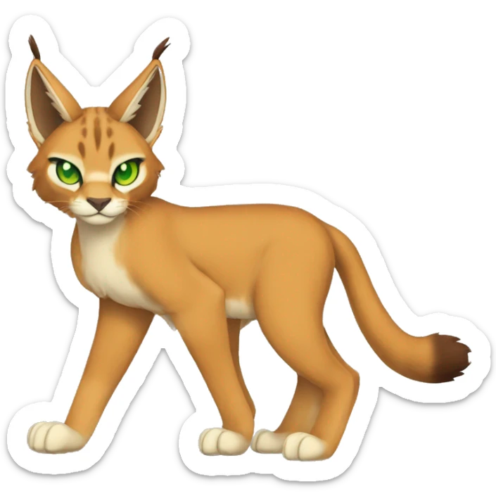 Lynx-Caracal-Fakemon-hybrid with orange points, green eyes brown toes, and short tail, full body sticker